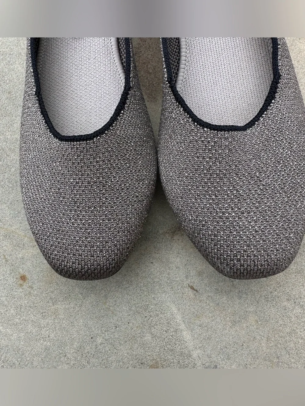 Rothy's The Flat Round Toe Birds Eye Knit Metallic Bronze Sparkle Slip-on SZ 9